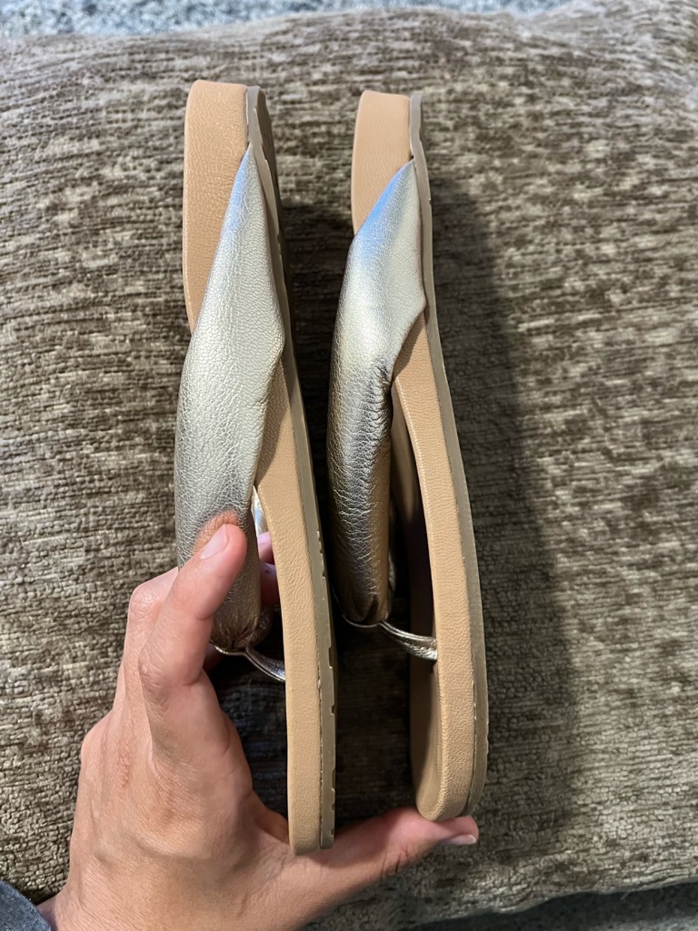 NWOT Pedro Garcia Metallic Padded Thong Sandals Size 36.5 (6.5 US) - Picture 3 of 8